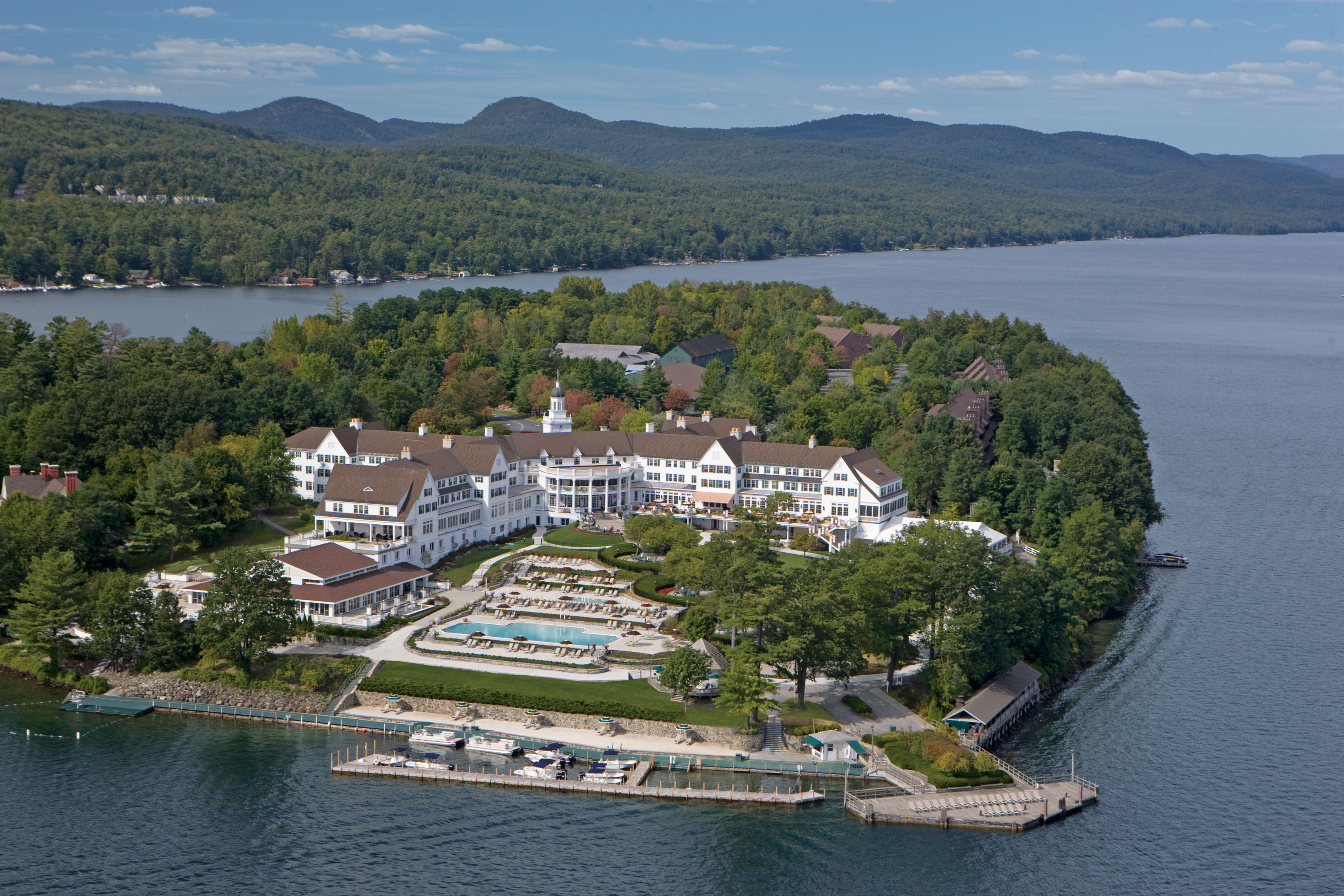 Aerial view of The Sagamore Resort on Lake George